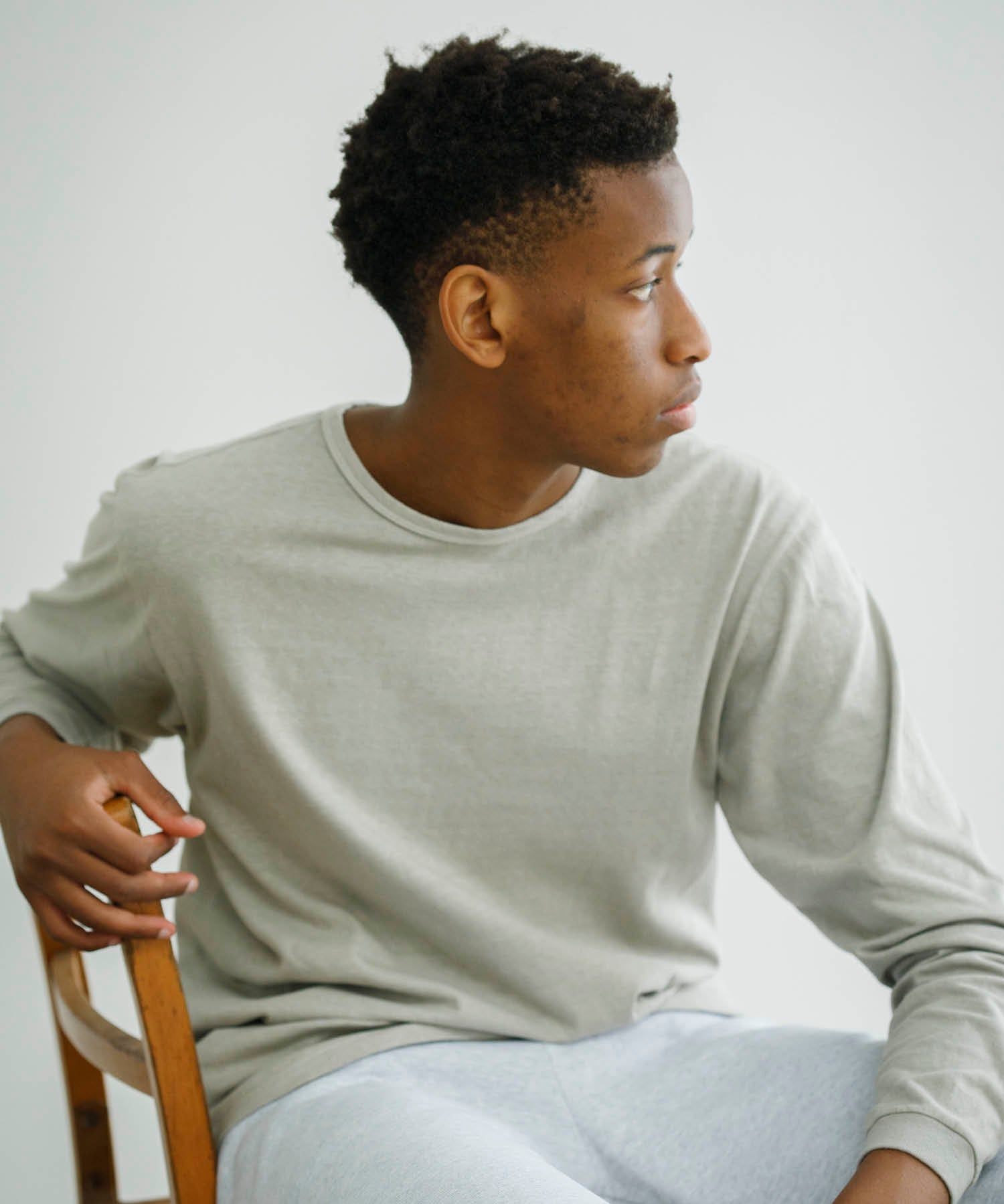 Recycle Organic Cotton Bamboo Charcoal Dye Long Sleeve | リサイクルオーガニックコットン竹炭染めロングスリーブ | 吊り編み | 草木染め