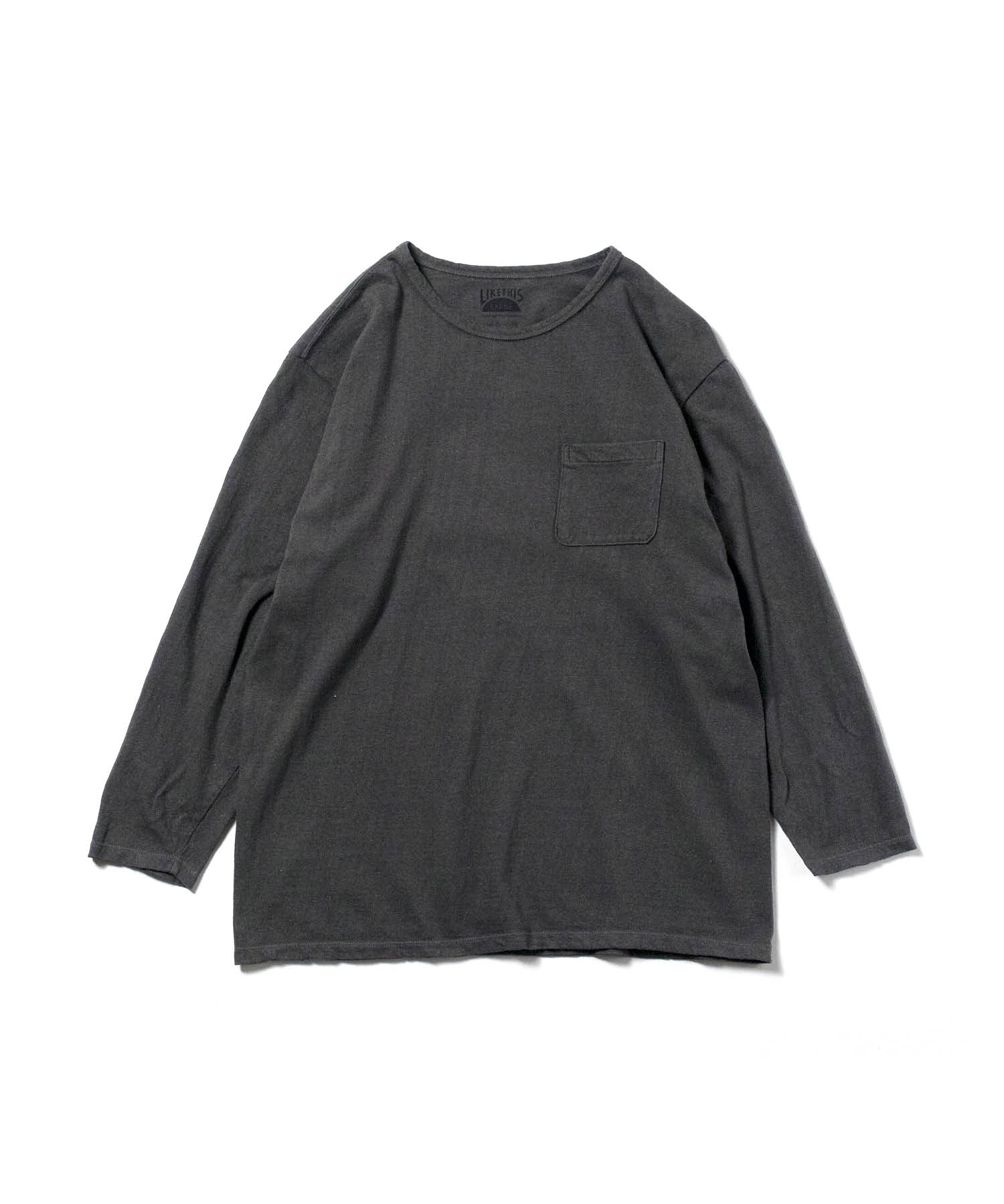 Recycle Organic Cotton Bamboo Charcoal Dye Pocket 4/5 Sleeve - Rowokaru | リサイクルオーガニックコットン竹炭染めポケット4/5スリーブ | 藤榮啓 | TORU FUJIE