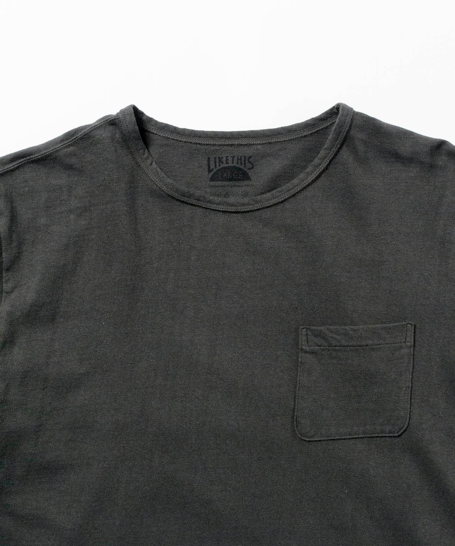 Recycle Organic Cotton Bamboo Charcoal Dye Pocket 4/5 Sleeve - Rowokaru | リサイクルオーガニックコットン竹炭染めポケット4/5スリーブ | 藤榮啓 | TORU FUJIE
