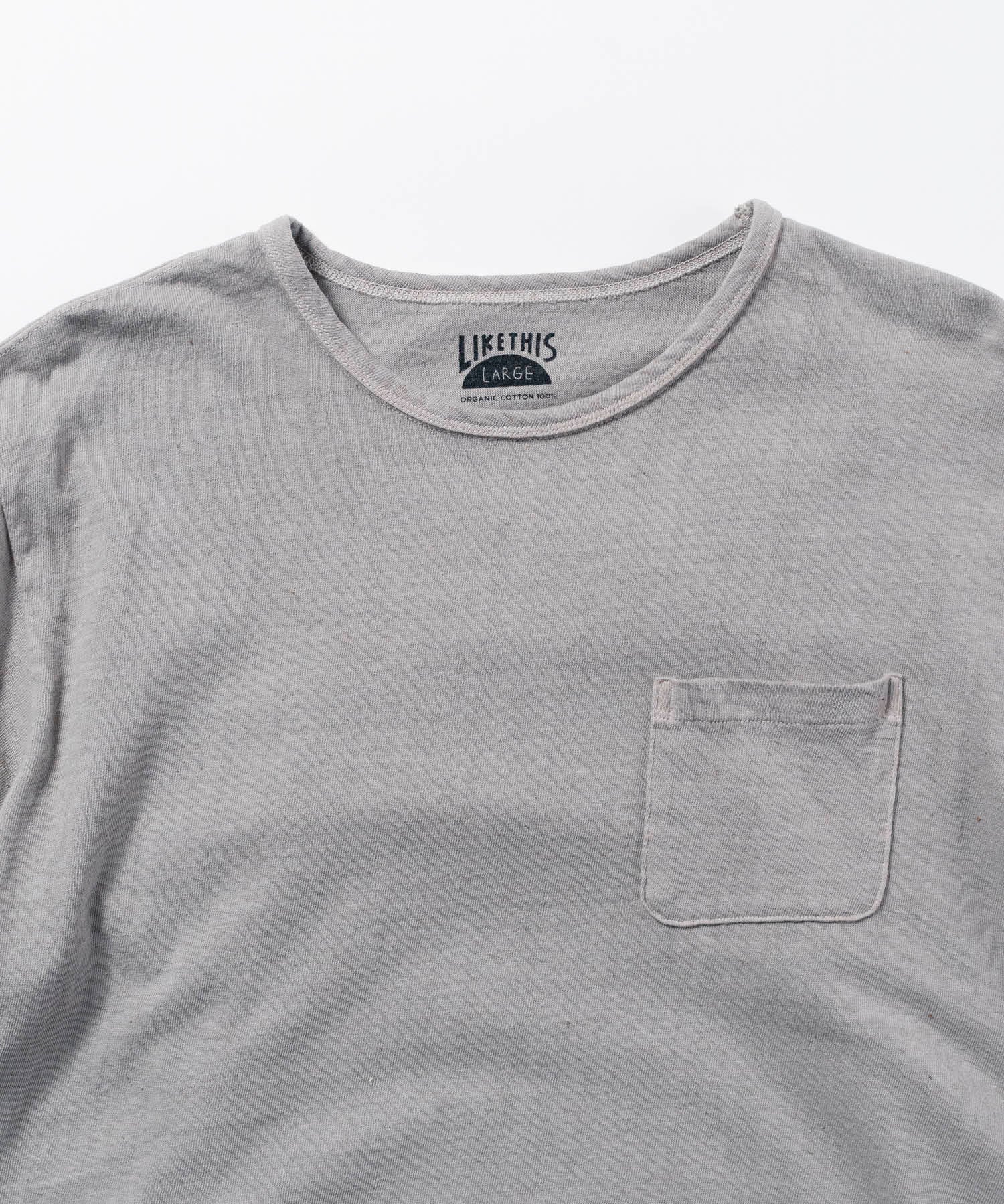 Recycle Organic Cotton Bamboo Charcoal Dye Pocket 4/5 Sleeve - Rowokaru | リサイクルオーガニックコットン竹炭染めポケット4/5スリーブ | 藤榮啓 | TORU FUJIE