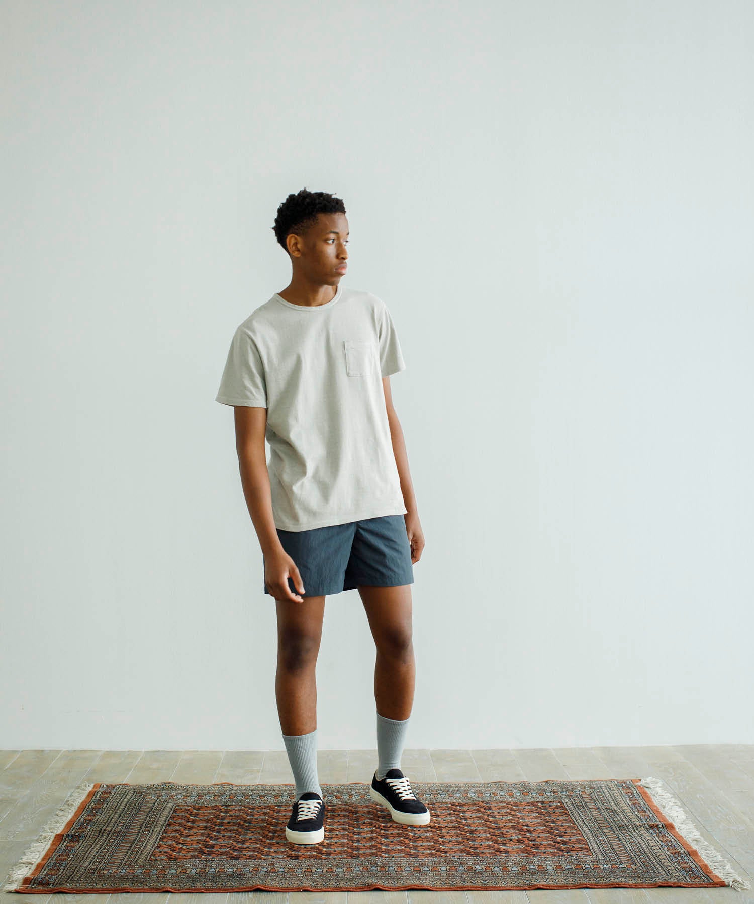 Recycle Organic Cotton Bamboo Charcoal Dye Pocket Tee | リサイクルオーガニックコットン 竹炭染めポケットTシャツ | ボタニカルダイ | 草木染め