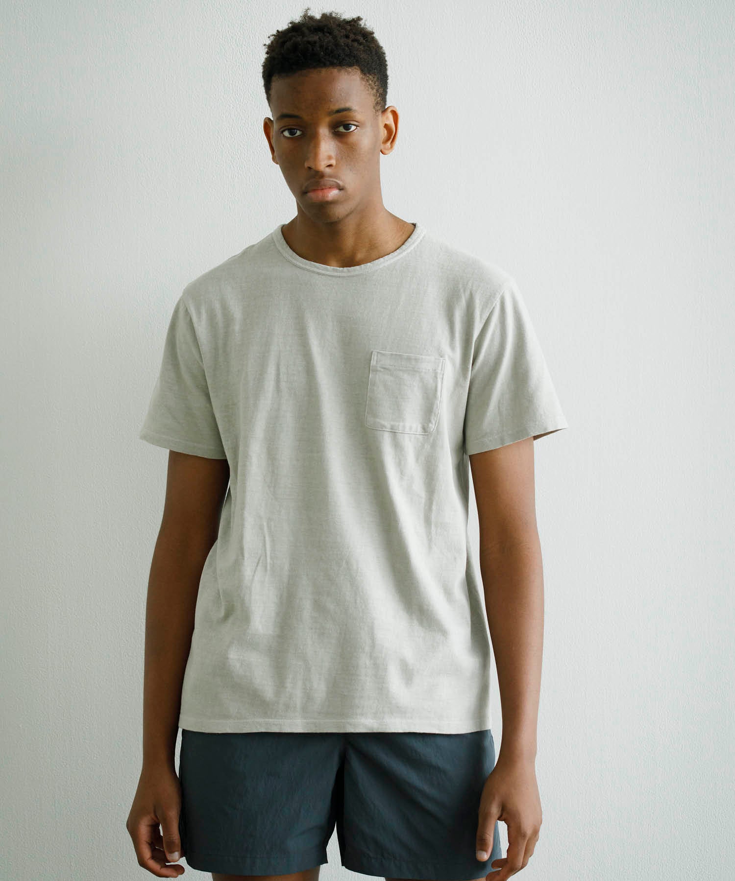 Recycle Organic Cotton Bamboo Charcoal Dye Pocket Tee | リサイクルオーガニックコットン 竹炭染めポケットTシャツ | ボタニカルダイ | 草木染め