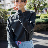 Recycle Organic Cotton Bamboo Charcoal Dye Raglan Sleeve | リサイクルオーガニックコットン竹炭染めラグランスリーブ | 吊り編み | 草木染め