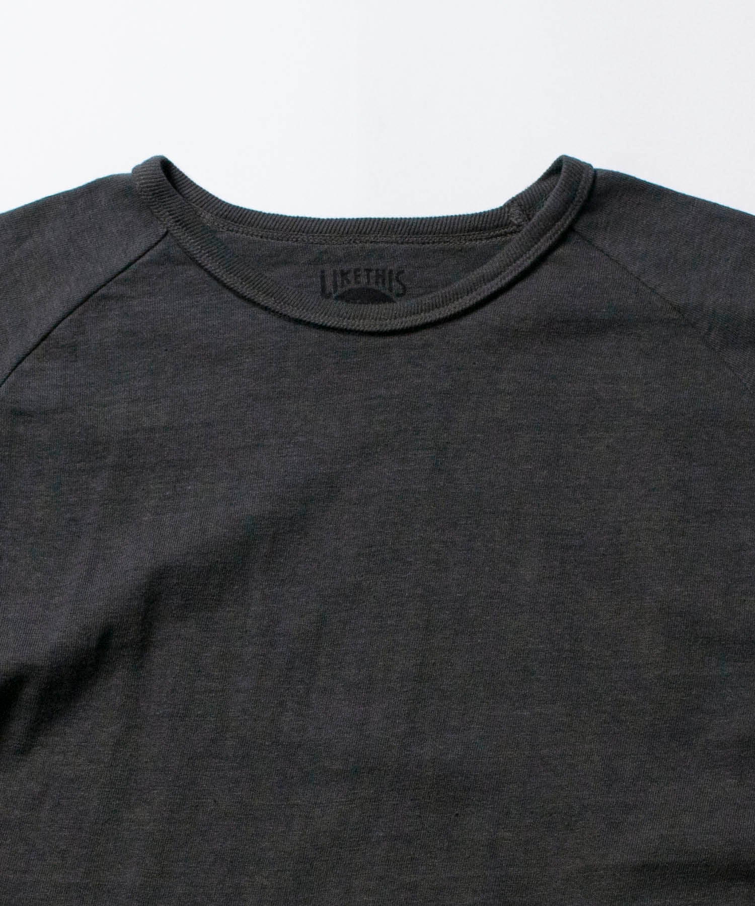 Recycle Organic Cotton Bamboo Charcoal Dye Raglan Sleeve | リサイクルオーガニックコットン竹炭染めラグランスリーブ | 吊り編み | 草木染め