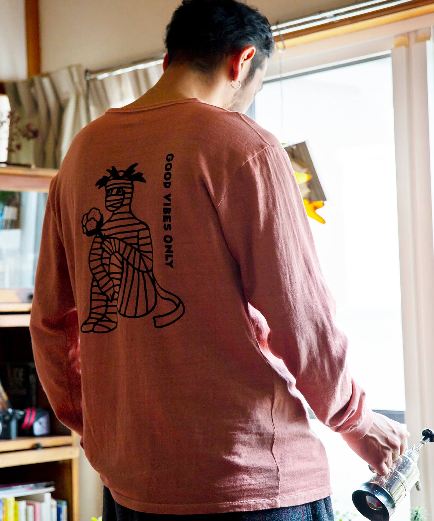 Recycle Organic Cotton Bayberry Dye Long Sleeve - Mummy Pappy | リサイクルオーガニックコットン ヤマモモ染めロングスリーブ | 清水将司 | MASASHI SHIMIZU