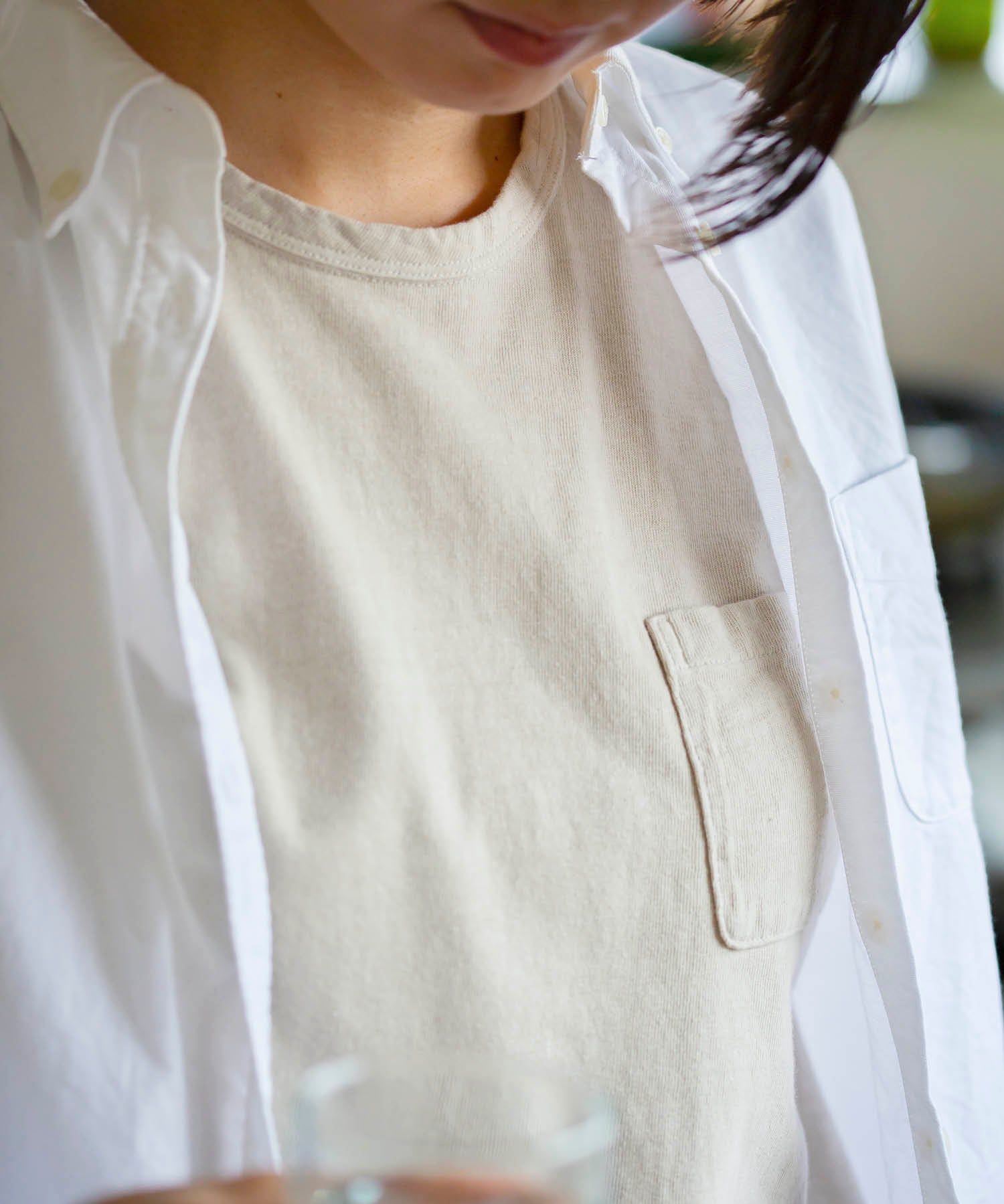 Recycle Organic Cotton Camphor Tree Dye Pocket Tee | リサイクルオーガニックコットン クスノキ染めポケットTシャツ | ボタニカルダイ | 草木染め
