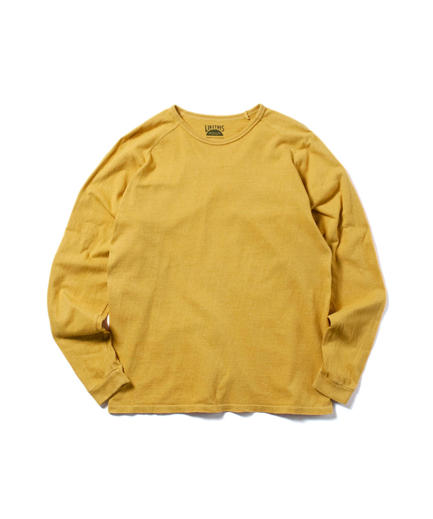 Recycle Organic Cotton Mugwort Dye Raglan Sleeve | リサイクルオーガニックコットンヨモギ染めラグランスリーブ | 吊り編み | 草木染め