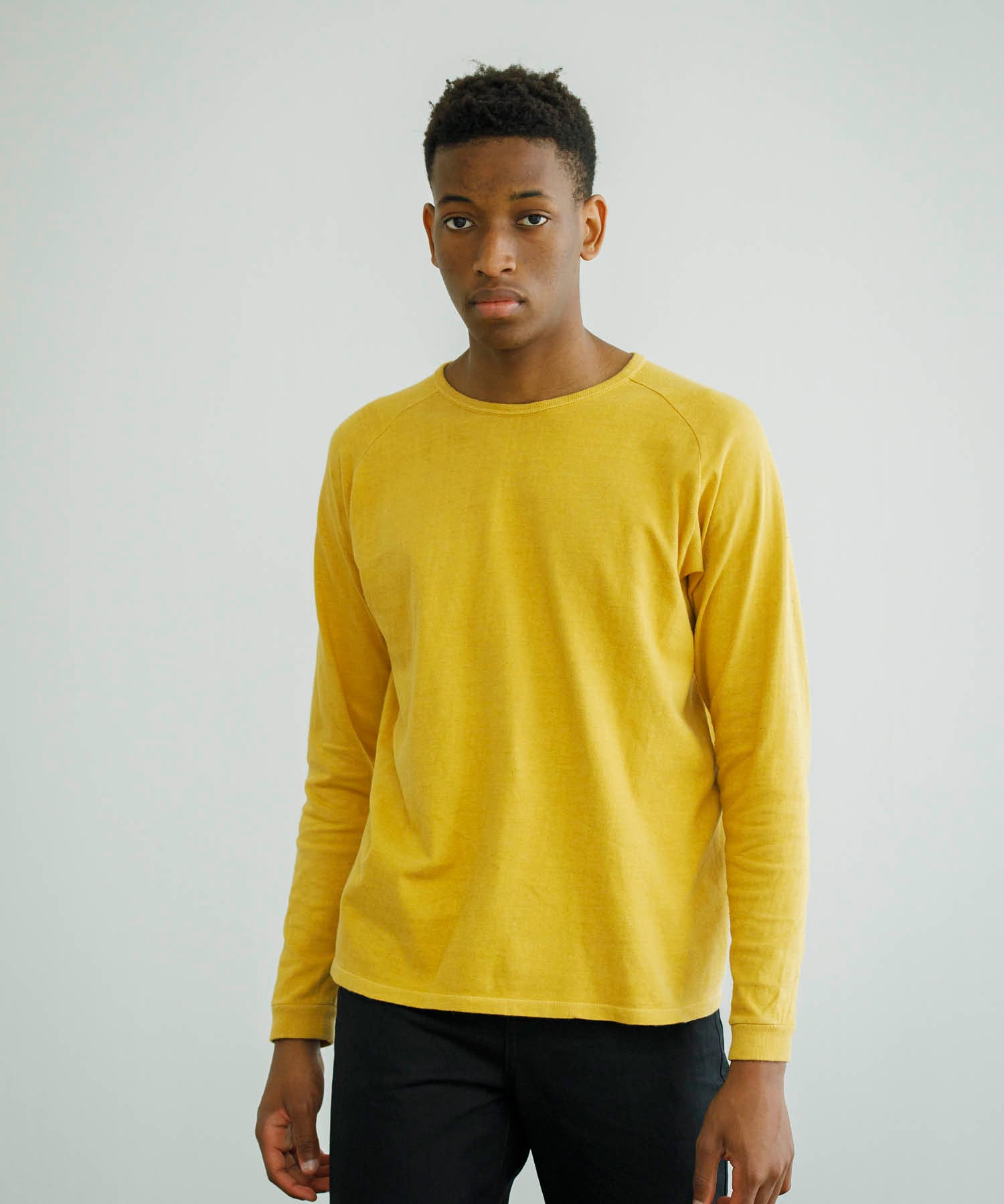 Recycle Organic Cotton Mugwort Dye Raglan Sleeve | リサイクルオーガニックコットンヨモギ染めラグランスリーブ | 吊り編み | 草木染め