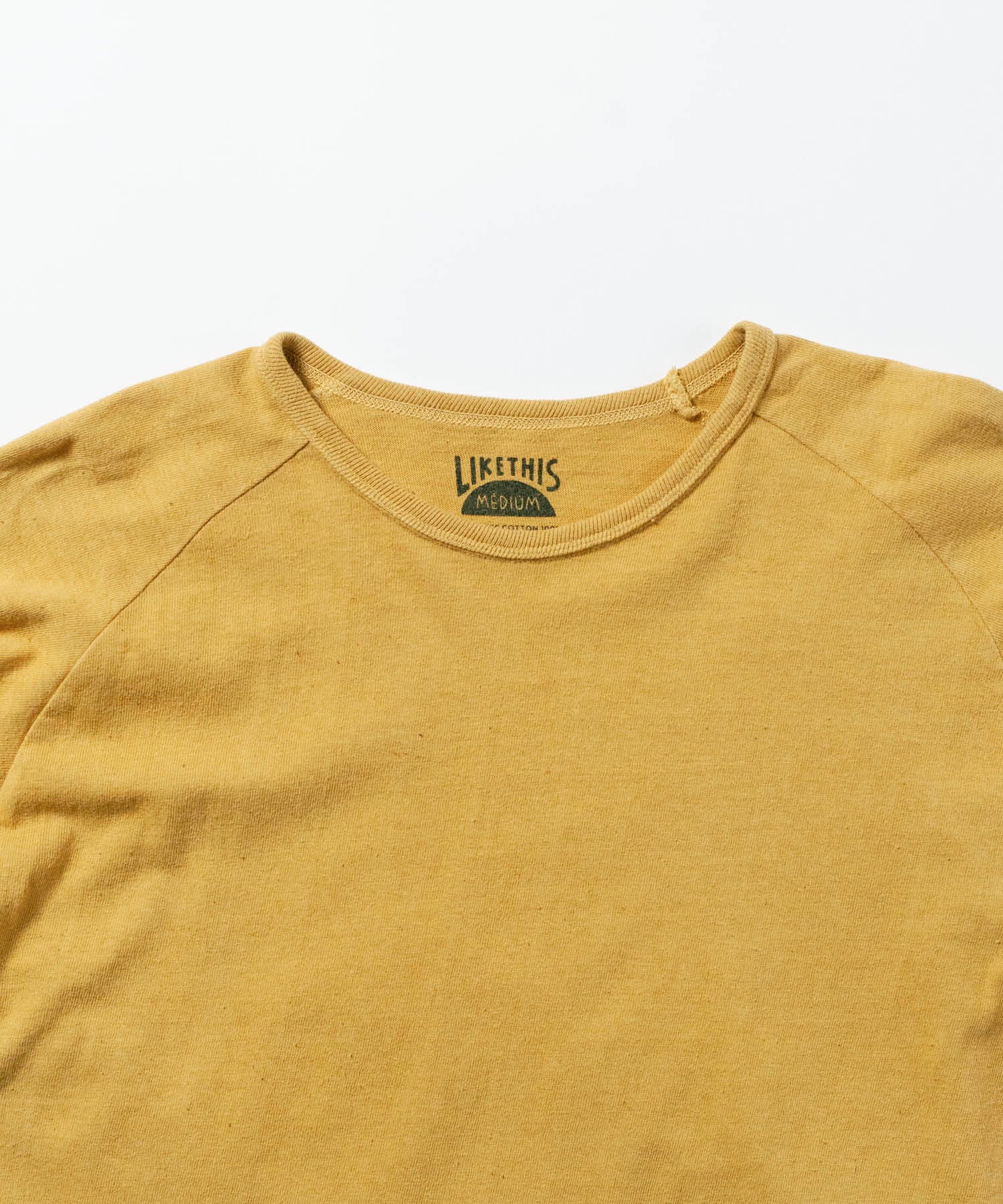 Recycle Organic Cotton Mugwort Dye Raglan Sleeve | リサイクルオーガニックコットンヨモギ染めラグランスリーブ | 吊り編み | 草木染め