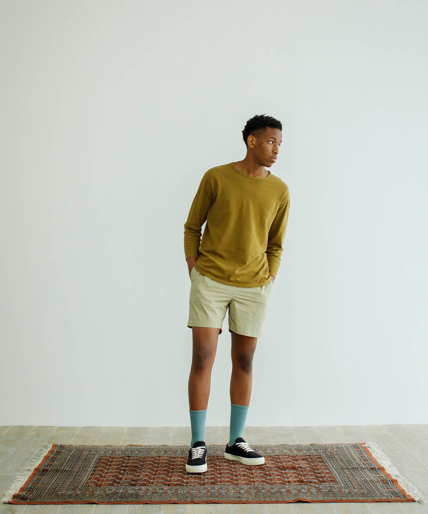 Recycle Organic Cotton Tea Leaves Dye 4/5 Sleeve | リサイクルオーガニックコットン茶葉染め4/5スリーブ | 吊り編み | 草木染め
