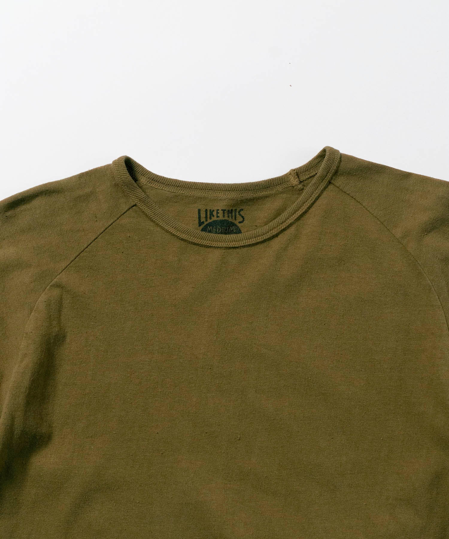 Recycle Organic Cotton Tea Leaves Dye Raglan Sleeve | リサイクルオーガニックコットン茶葉染めラグランスリーブ | 吊り編み | 草木染め